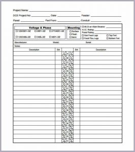 electrical panel schedule template pdf