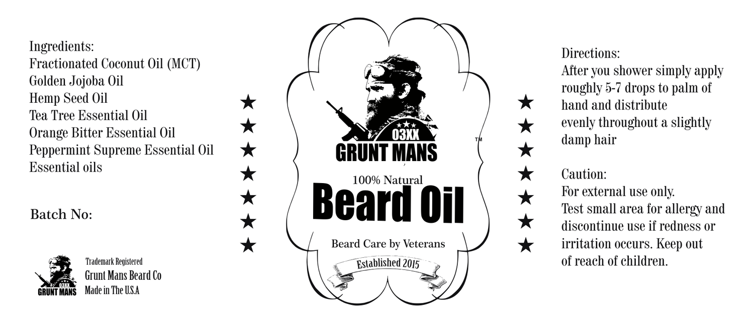 Masculine, Bold Label Design for Grunt Mans Beard Co by 3P 