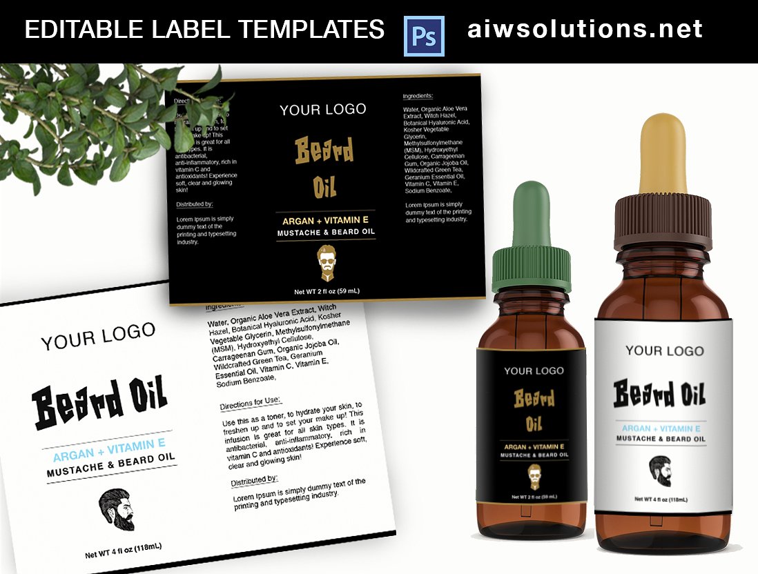 Beard Serum Label Template