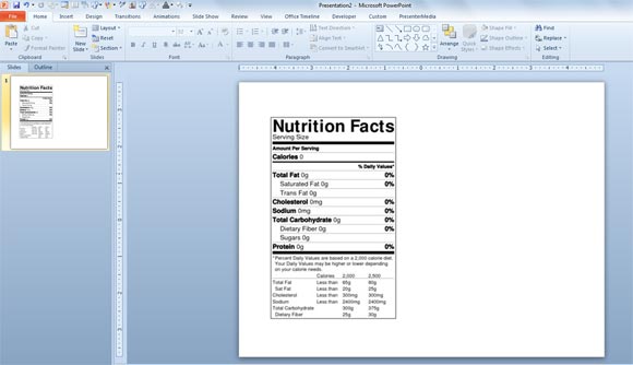 Blank Nutrition Label Template Word