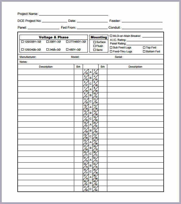 Electrical Panel Label Template