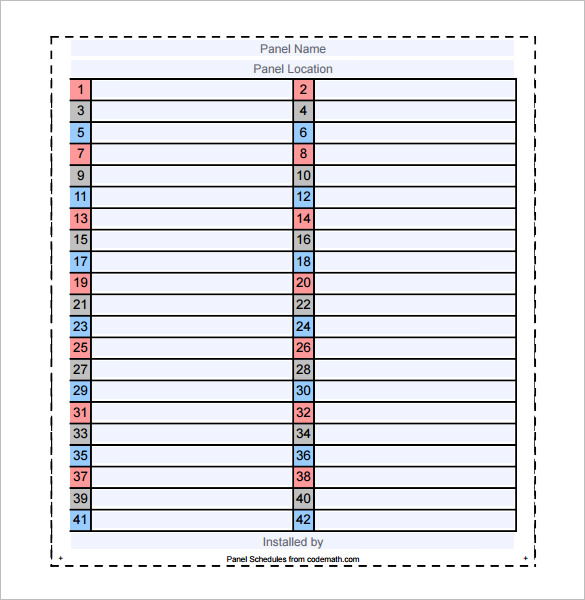 electrical panel labels template excel