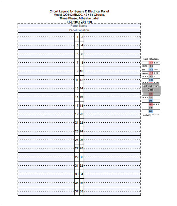 excel electrical panel labels template