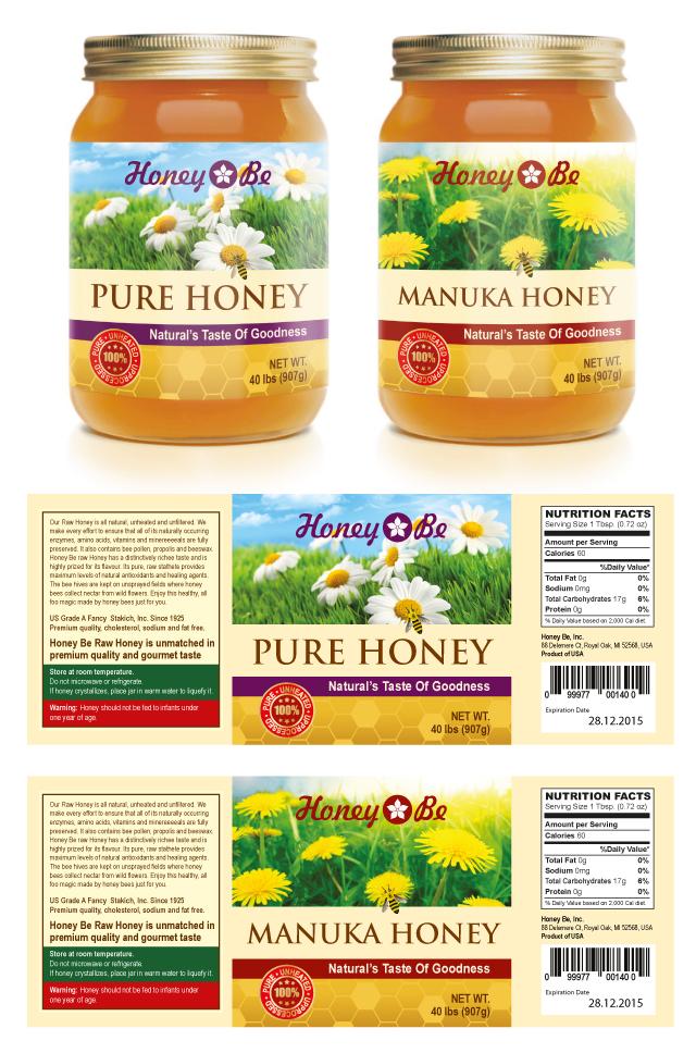 Pure Honey & Manuka Honey Labels Template Pure Honey & Manuka Honey Labels Template