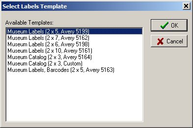 museum inventory software: print museum tag labels, item cards 