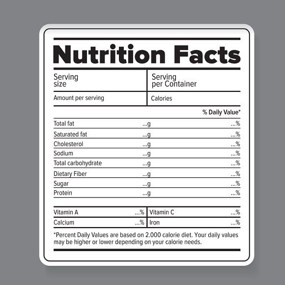 nutrition facts label template