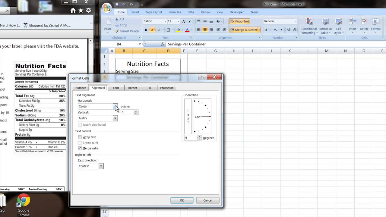 How to Make Your Own Excel Template for Nutrition Facts : Computer 