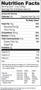 Free Nutrition Facts Label nutrition facts