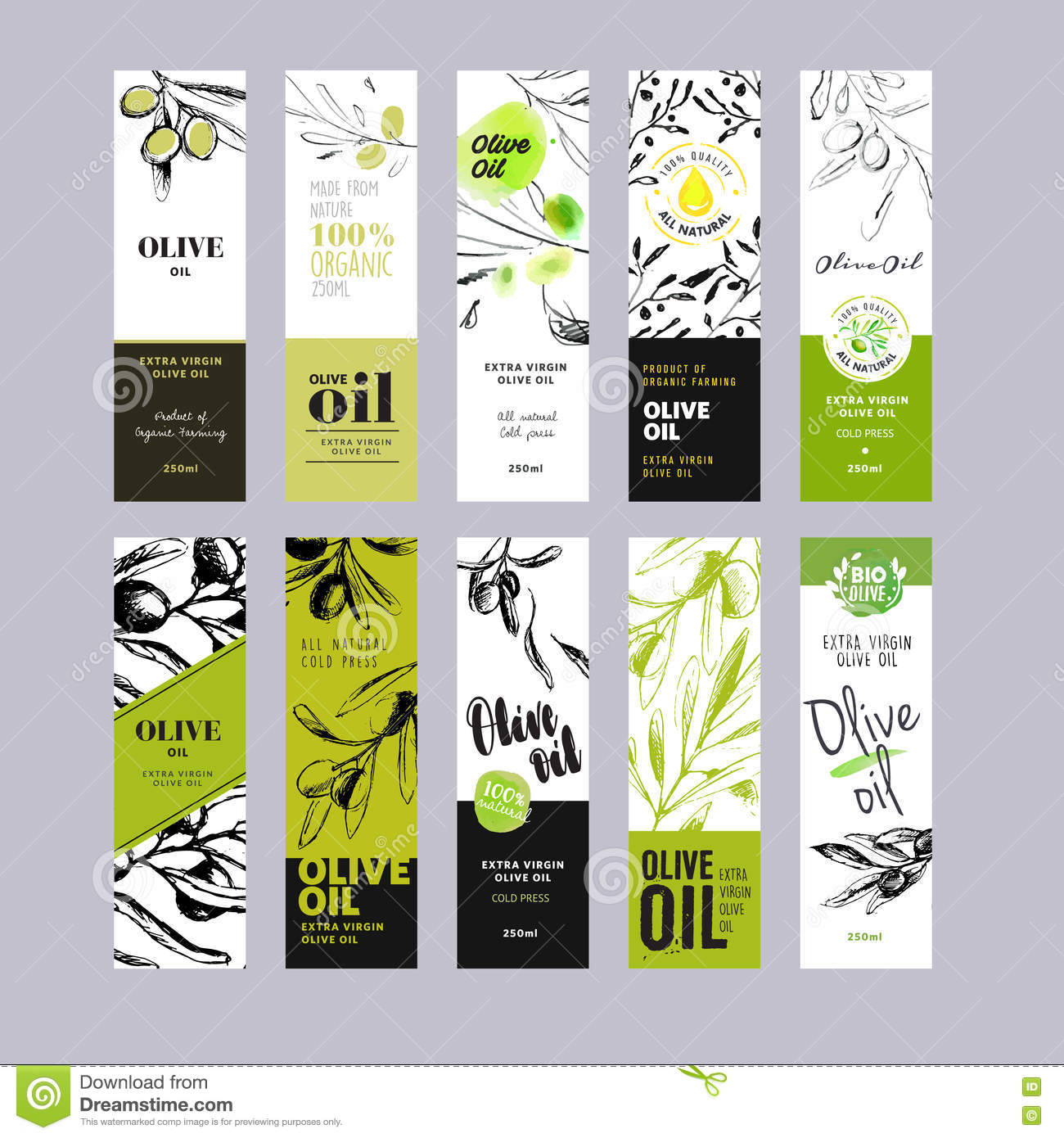 Olive Oil Labels Collection Stock Vector Image: 73130495