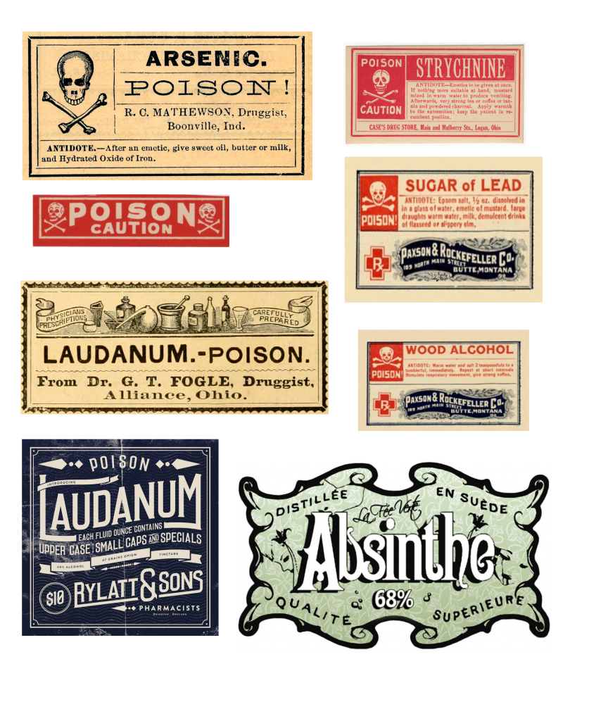 Vintage poisons halloween bottles & free printables