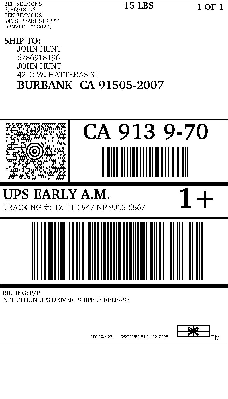 Ups Shipping Label Template Word