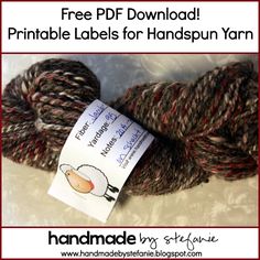 Free pdf printable Handspun With Love yarn label