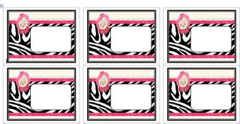 Black and Pink Zebra Print Editable ID Labels for Avery Template 