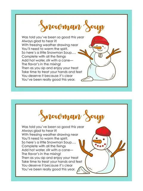 snowman soup poem printable defg