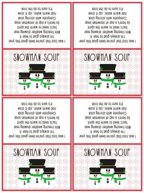 snowman soup printable tags lmno